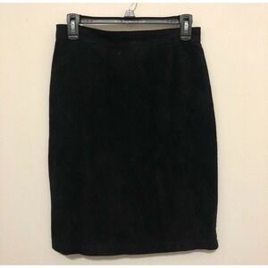 Vintage Black Suede Leather Mini Skirt 9/10 90s Minimalist Dark Academia